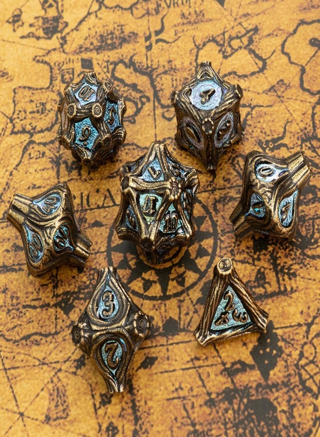 EZUO DND Tree Root Metal Dice Set Nature Vines Dice Set with Box, 7pcs Dungeons and Dragons Edged Polyhedral Dice for D&D RPG Role Playing Gaming Games (Bronze) - Image 5